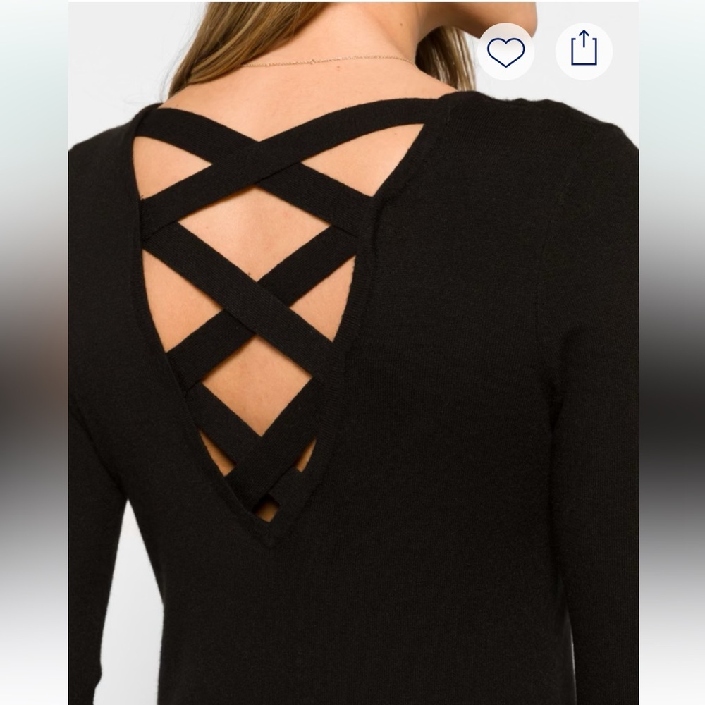 Black Crisscross V-Neck Women's Top